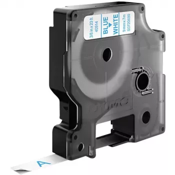 DYMO Authentic D1 Beschriftungsbänder | Blaue Schrift auf weißem Band | 9 mm x 7 m | Selbstklebende Etiketten für LabelManager Beschriftungsgeräte | Hergestellt in Europa