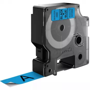 DYMO Authentic D1 Labels | Schwarzer Druck auf blauem Band | 19 mm x 7 m | Selbstklebende Etiketten für LabelManager Etikettendrucker | Hergestellt in Europa