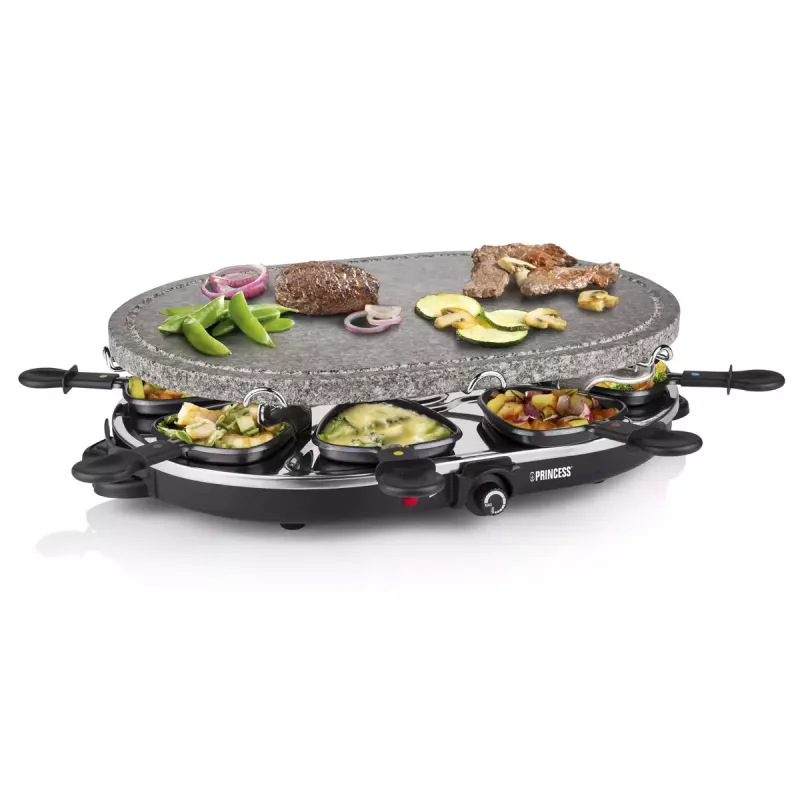 Princess 162720 Raclette 8 Oval Stone Grill Party 1200W 8 Pfannen
