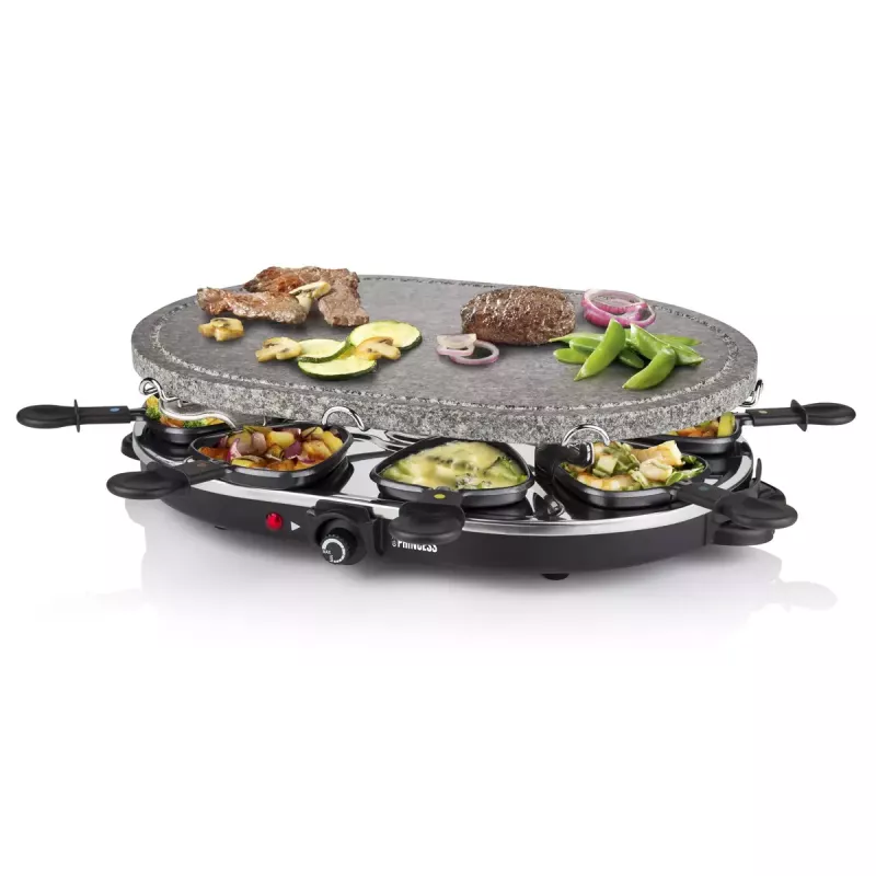 Princess 162720 Raclette 8 Oval Stone Grill Party 1200W 8 Pfannen