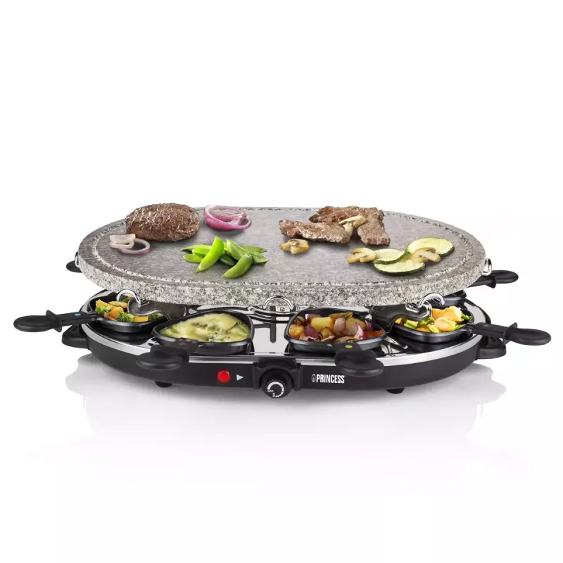 Princess 162720 Raclette 8 Oval Stone Grill Party 1200W 8 Pfannen
