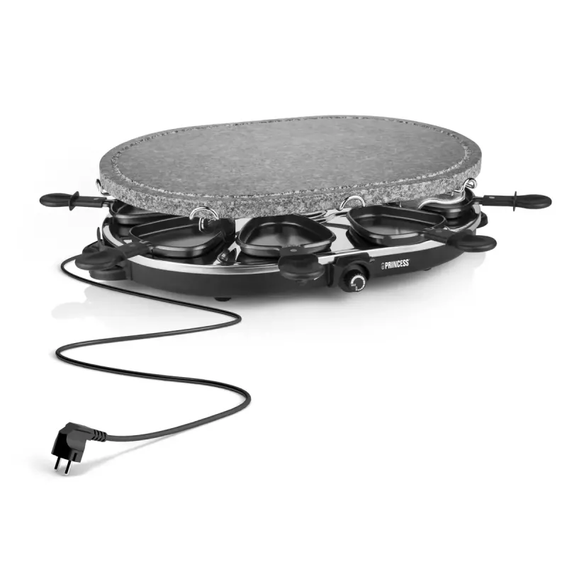Princess 162720 Raclette 8 Oval Stone Grill Party 1200W 8 Pfannen