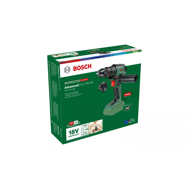 Bosch AdvancedDrill 18V-80 QuickSnap 1950 RPM schlüssellos 830 g Schwarz, Grün
