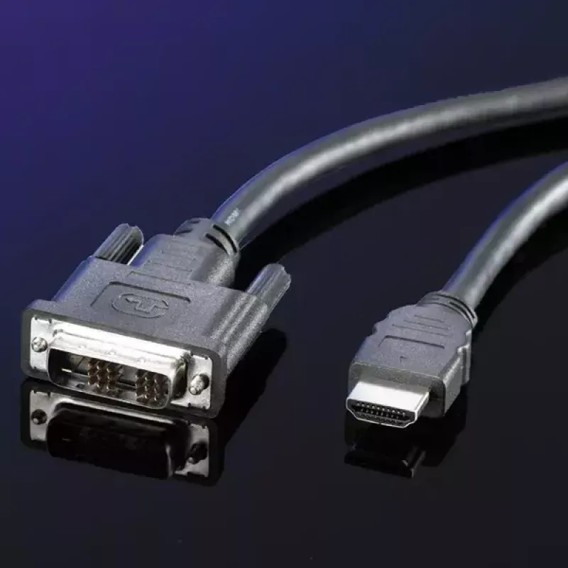 DVI-Kabel ROLINE DVI (18+1) - HDMI M/M 10 m