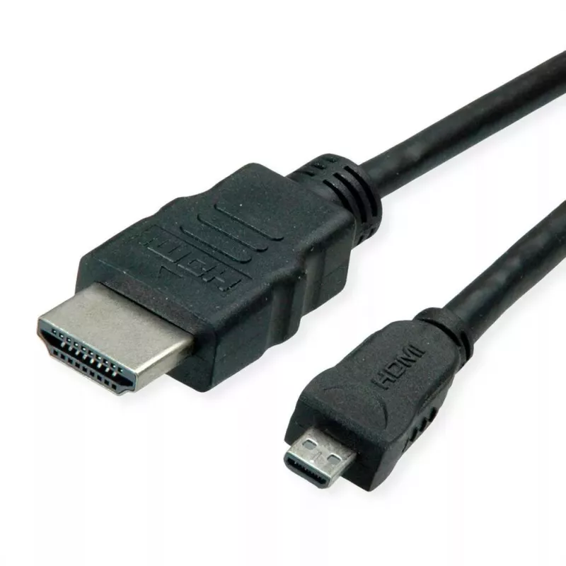 HDMI-Kabel ROLINE 11445581 2m HDMI Typ A Stecker HDMI Typ D Stecker Schwarz