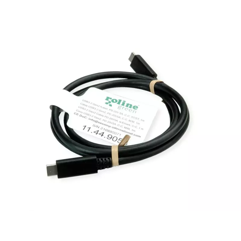 USB Kabel ROLINE Grün 11.44.9056 USB 3.2 Gen 2 1m USB C Schwarz