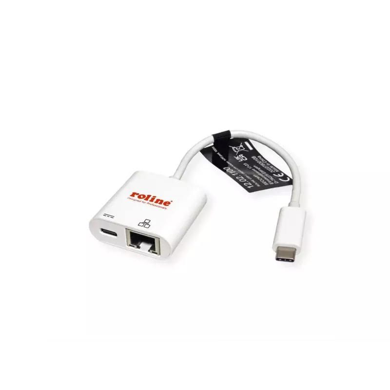Kabel-Adapter ROLINE 12.02.1100 USB 3.2 Gen 2 Type C RJ-45 Weiß