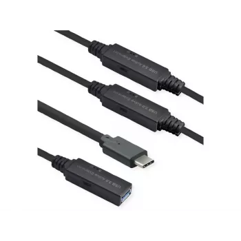 ROLINE USB-Kabel 12.04.1068 USB 3.2 Gen 1 20 m USB C USB A Schwarz