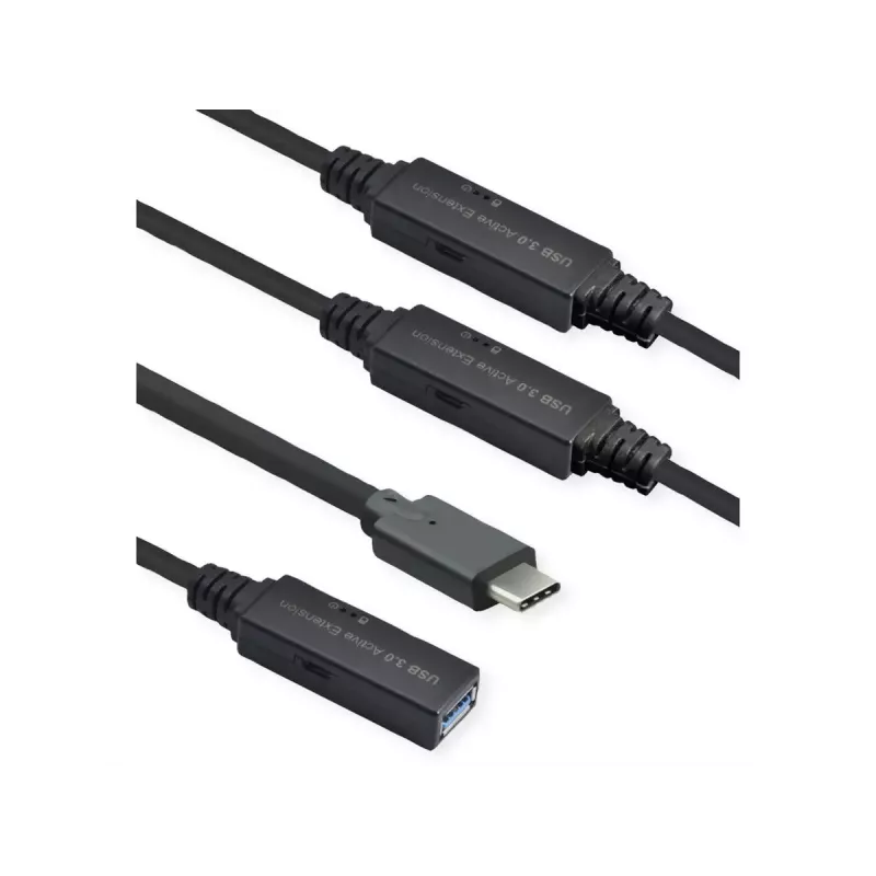 ROLINE USB-Kabel 12.04.1068 USB 3.2 Gen 1 20 m USB C USB A Schwarz
