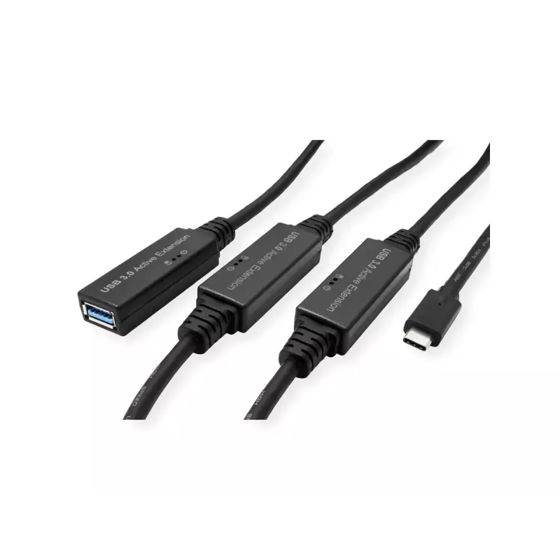 ROLINE USB-Kabel 12.04.1068 USB 3.2 Gen 1 20 m USB C USB A Schwarz