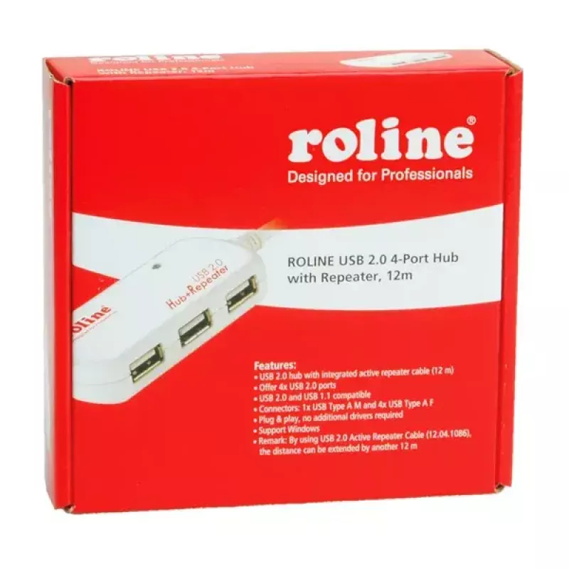 USB Hub ROLINE 4 Ports mit Repeater 12 m