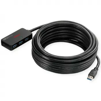ROLINE USB 3.2 Gen 1 Hub 4 Ports mit Repeater schwarz 10 m
