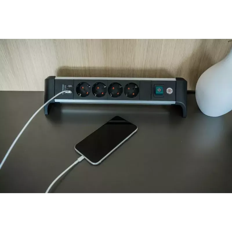 Power extension Brennenstuhl 1391040410 1.8m 4 AC outlets Indoor Schwarz Silver