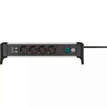 Power extension Brennenstuhl 1391040410 1.8m 4 AC outlets Indoor Schwarz Silver