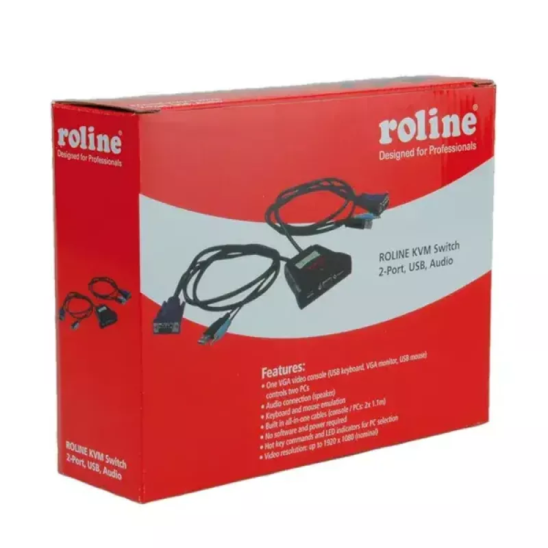 KVM Switch ROLINE Star 1 Benutzer 2 PCs Audio USB