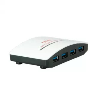 USB Hub ROLINE Schwarz & Weiß 4 Ports mit Netzteil