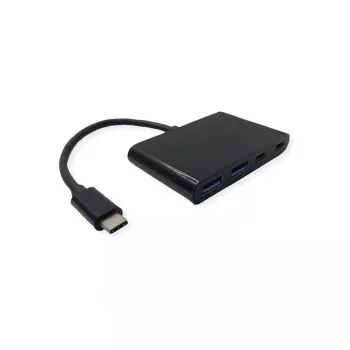 USB-C Schnittstellen-Hub VALUE 14.99.5041 — USB 3.2 Gen 1 Typ-C/Typ-A, 1000 Mbit/s, Aluminium, Schwarz, 76×46×12,2 mm