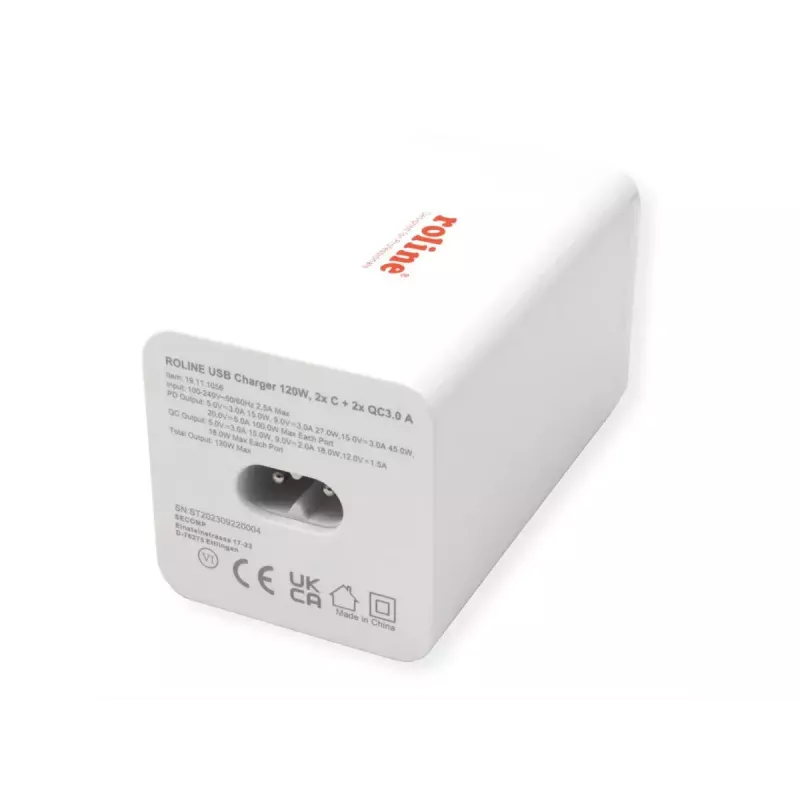 Mobilgeräte-Ladegerät ROLINE 19.11.1056 Universal AC-Schnellladung 2 USB Type-C