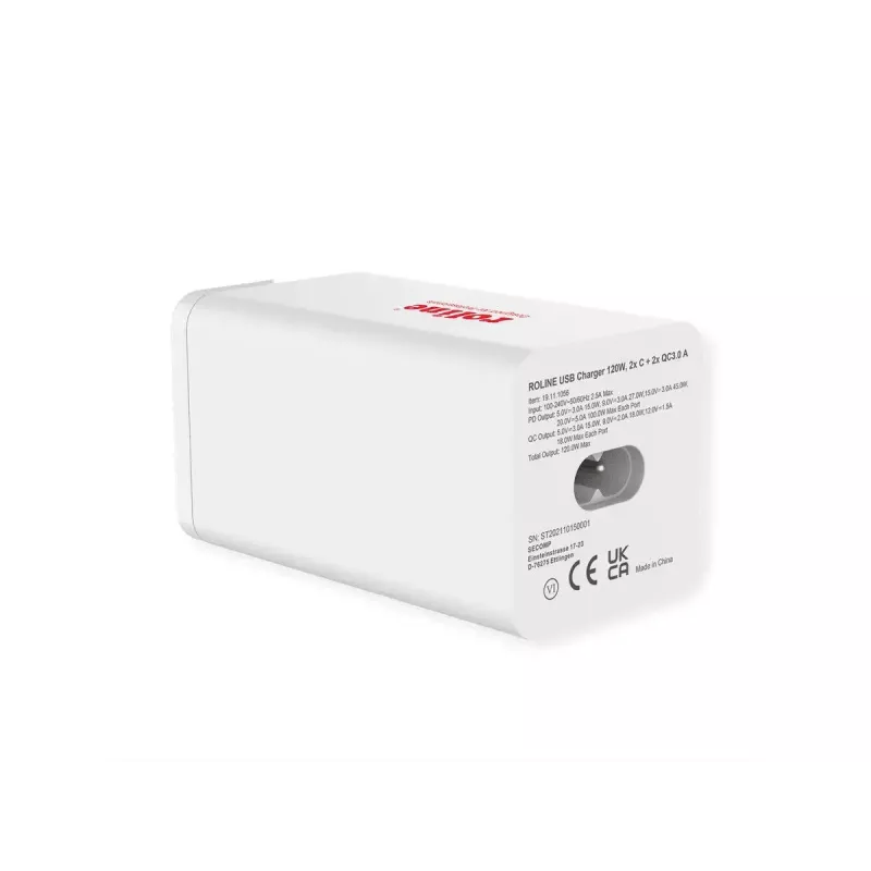 Mobilgeräte-Ladegerät ROLINE 19.11.1056 Universal AC-Schnellladung 2 USB Type-C