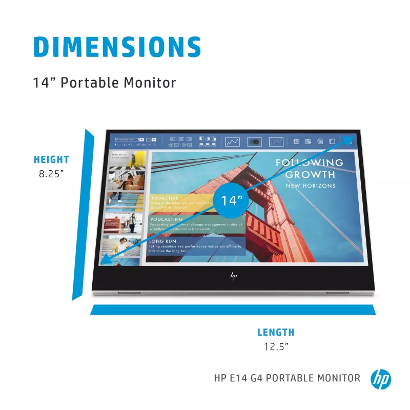 HP E-Series E14 G4 Computermonitor 35,6 cm (14 Zoll) 1920 x 1080 Pixel Full HD LED Weiß