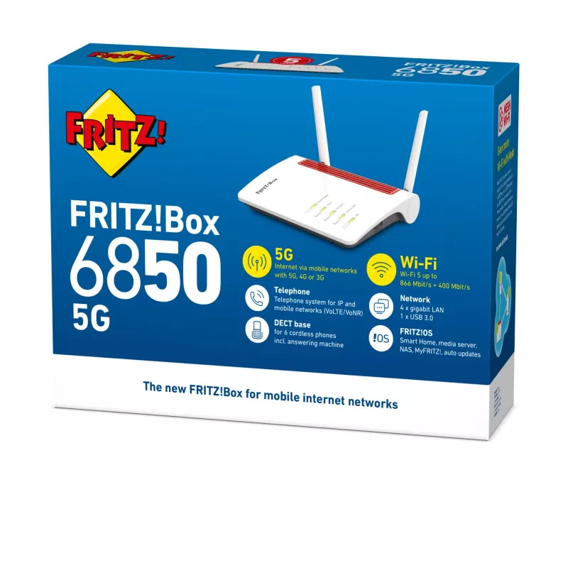 Box 6850 5G WLAN-Router Gigabit Ethernet Dualband (2,4 GHz / 5 GHz) Weiß