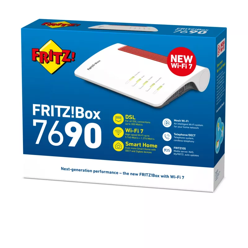 Box FRITZ! 7690 International WLAN-Router 2,5 Gigabit Ethernet Dualband (2,4 GHz / 5 GHz) Weiß