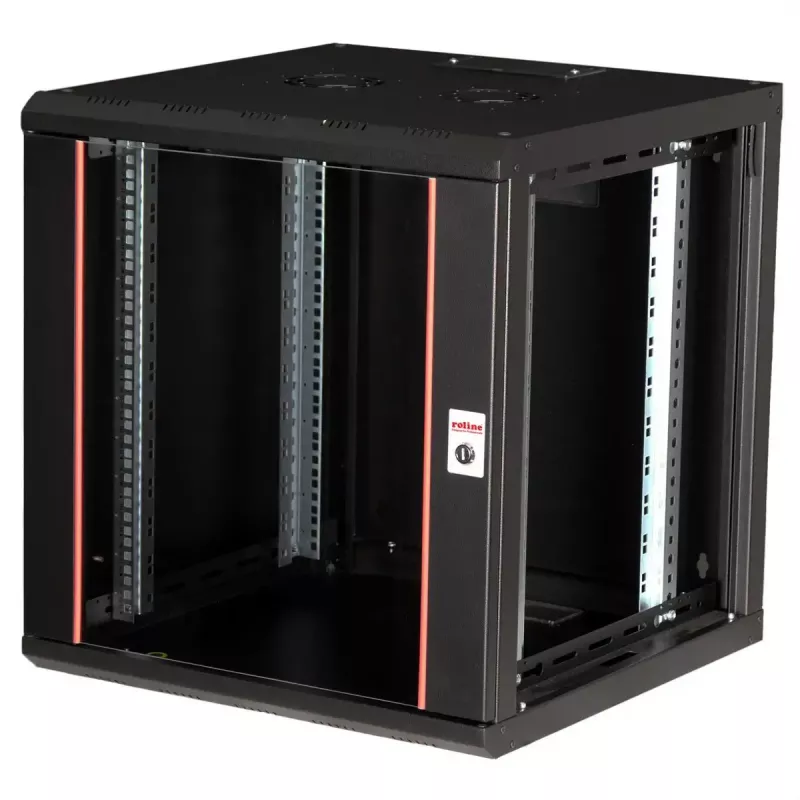 Wandmontage-Rack ROLINE Pro 12U 19 Zoll, 600x600 mm, schwarz, IP20, Schlüsselschloss