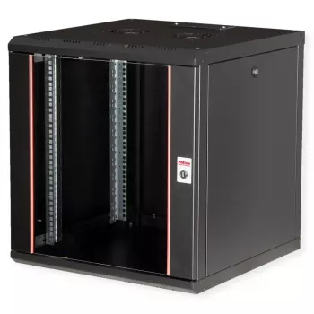 Wandmontage-Rack ROLINE Pro 12U 19 Zoll, 600x600 mm, schwarz, IP20, Schlüsselschloss