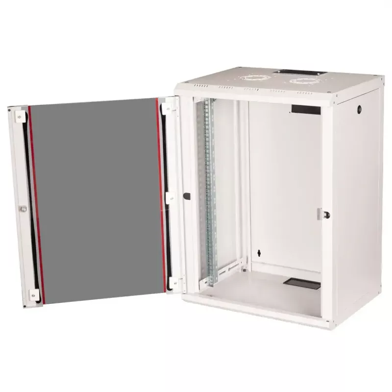 Wandmontierter 19-Zoll-Rackschrank ROLINE Pro 16U 600x450 mm, grau, Schlüsselschloss, IP20