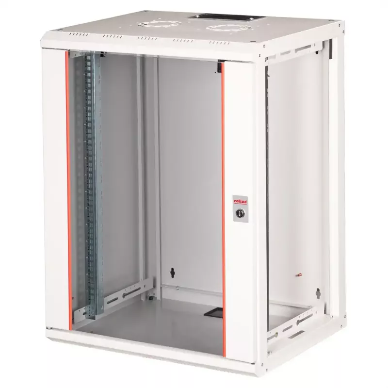 Wandmontierter 19-Zoll-Rackschrank ROLINE Pro 16U 600x450 mm, grau, Schlüsselschloss, IP20