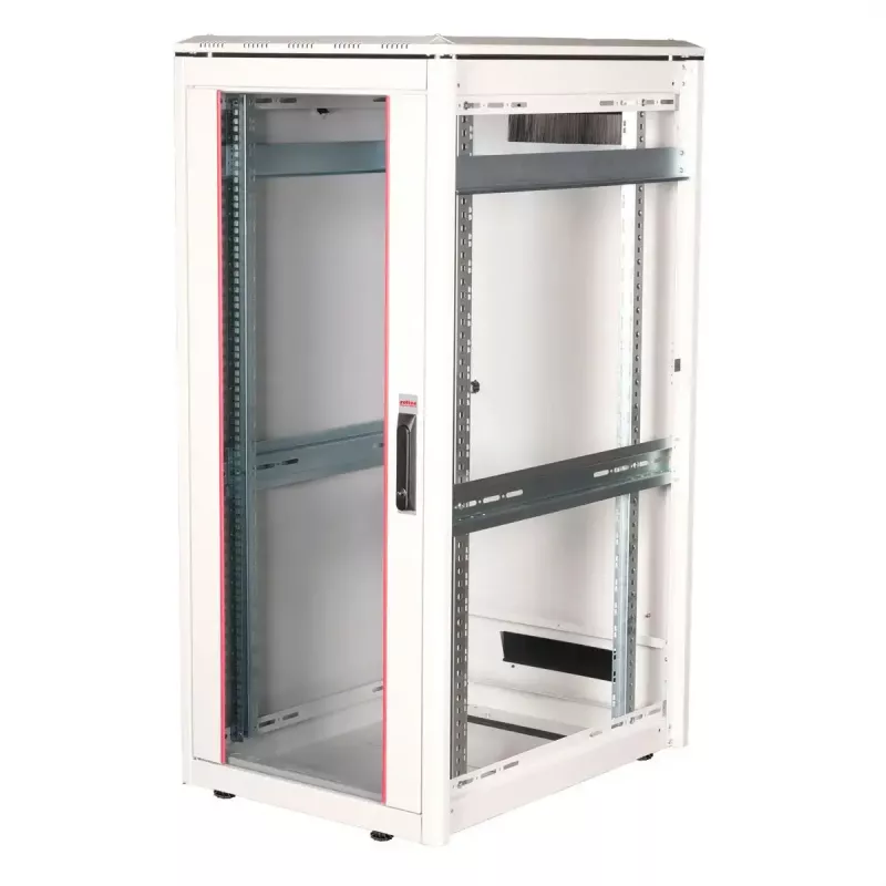 ROLINE 19-Zoll-Netzwerkschrank Pro 26U, 600x800 mm BxT, Glastür, grau, IP20, 600 kg Tragfähigkeit