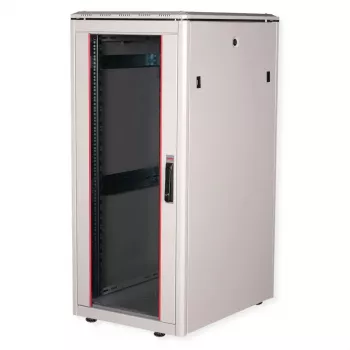 ROLINE 19-Zoll-Netzwerkschrank Pro 26U, 600x800 mm BxT, Glastür, grau, IP20, 600 kg Tragfähigkeit