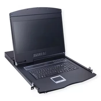 Rack-Konsole VALUE 26.99.0132 — 19 Zoll (48,3 cm) 1366×768 LCD, 1U, Schweizer Tastatur, schwarz