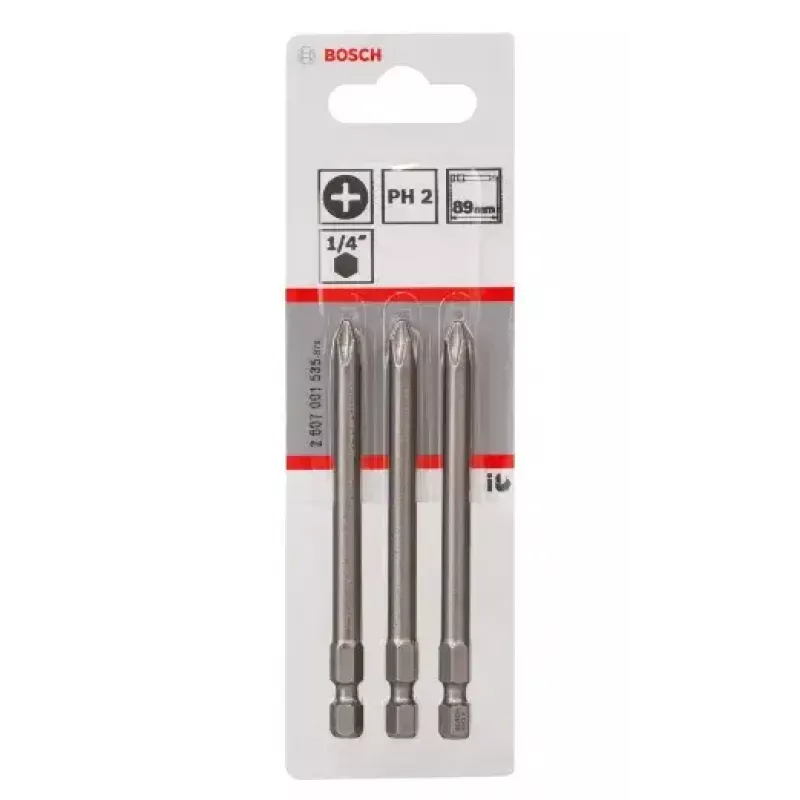 Schrauberbits Bosch 2607001535 extra hart PH2 3 Stück 89 mm