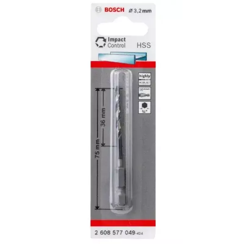 Spiralbohrer Bosch HSS Sechskantschaft 3,2 mm