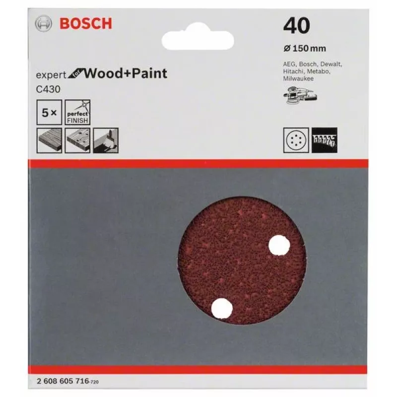 Bosch 2 608 605 716 Handschleifzubehör Schleifblatt P40 5 Stk.