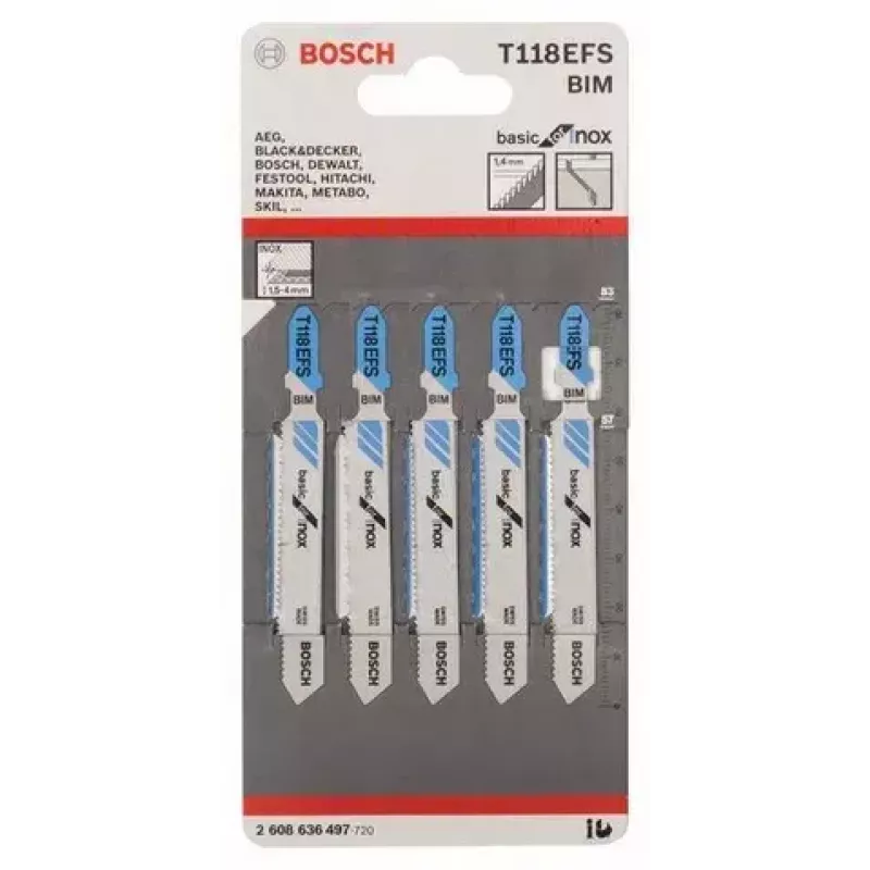 Bosch 2 608 636 497 Stichsäge-/Säbelsäge-/Reciprosägeblatt Stichsägeblatt Bimetall 5 Stück