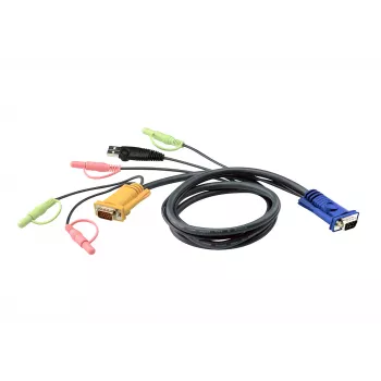 ATEN USB KVM-Kabel 3m, 3 m, VGA, Schwarz, HD-15, USB A, 2 x 3,5 mm, HDB-15, 2 x 3,5 mm, Stecker