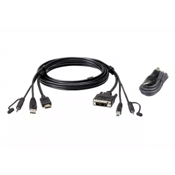 ATEN HDMI zu DVI-D USB USB KVM-Kabel mit Audio; 1,8 m USB HDMI zu DVI-D Secure KVM