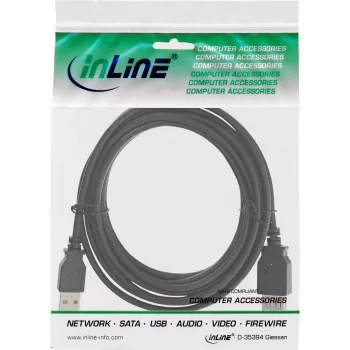 USB 2.0 Verlängerungskabel Typ A Stecker/Buchse InLine 34618B 1,8 m schwarz