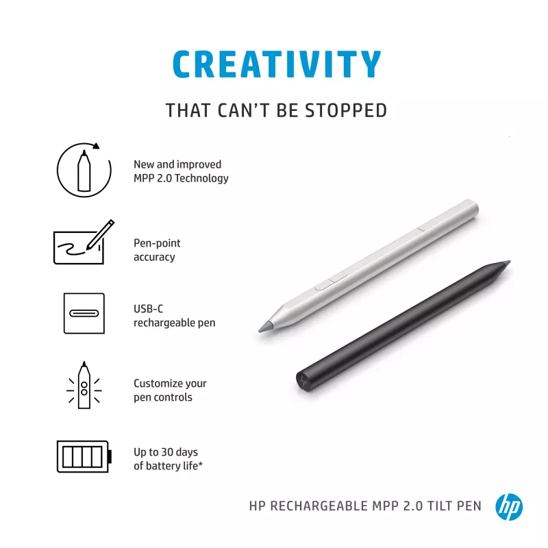 HP Wiederaufladbarer MPP 2.0 Tilt Pen (Schwarz), Laptop, HP, Schwarz, 1 Monat(e), China, Home