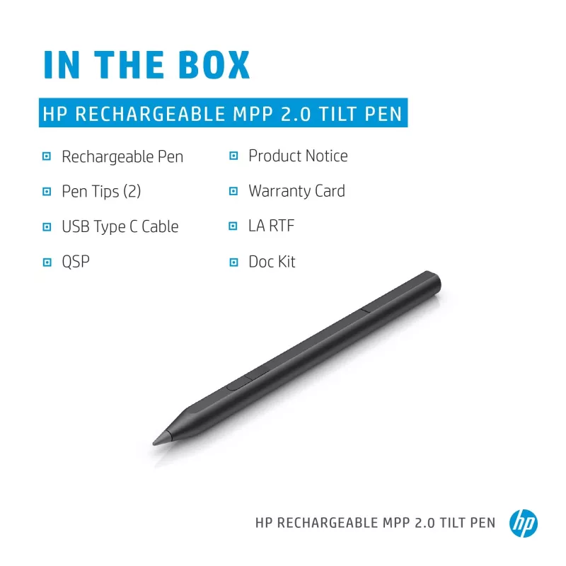 HP Wiederaufladbarer MPP 2.0 Tilt Pen (Schwarz), Laptop, HP, Schwarz, 1 Monat(e), China, Home