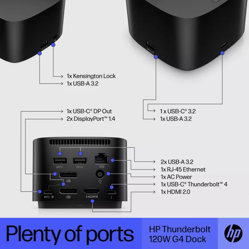 HP Thunderbolt Dock 120W G4 Wired Docking Station Schwarz Thunderbolt 4