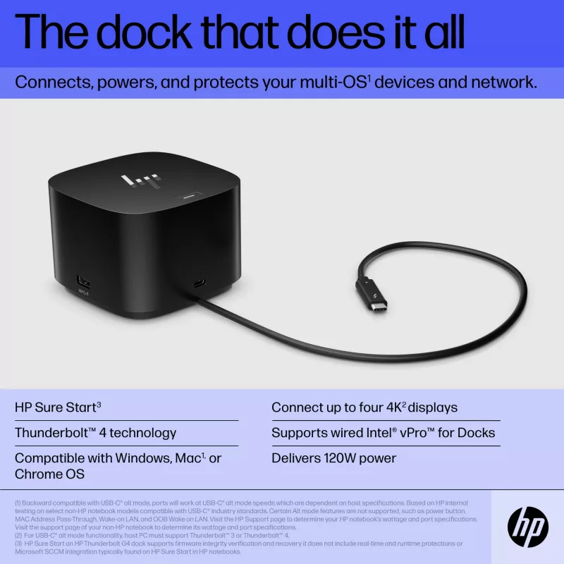 HP Thunderbolt Dock 120W G4 Wired Docking Station Schwarz Thunderbolt 4