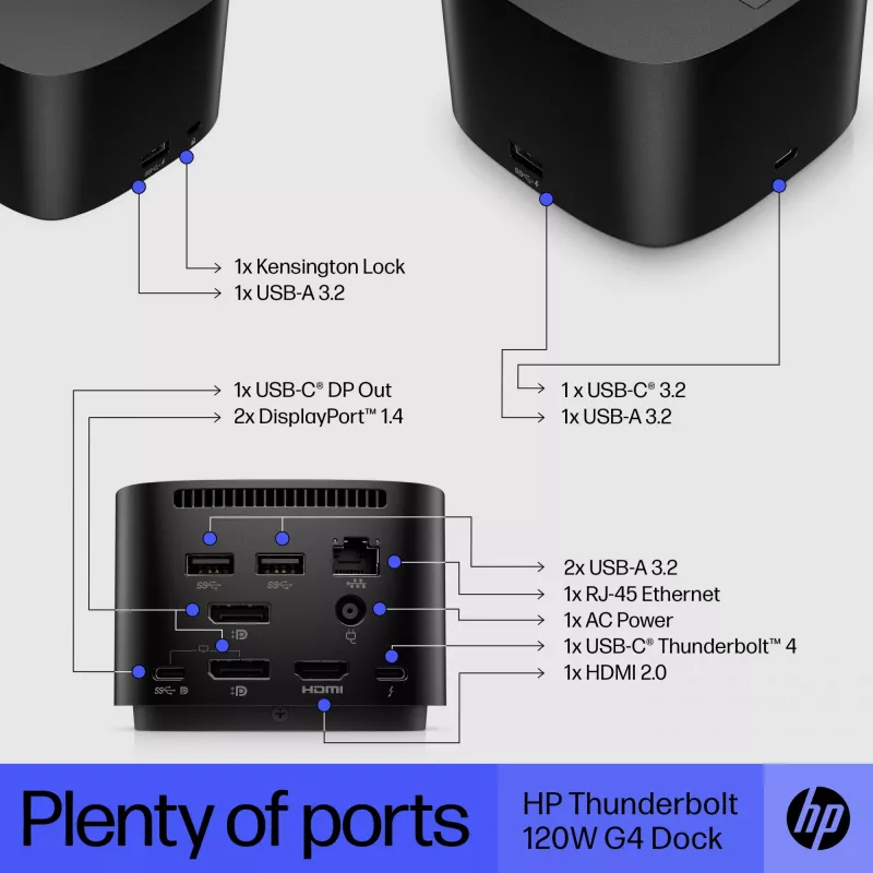 HP Thunderbolt Dock 120W G4 Kabelgebundene Dockingstation Schwarz