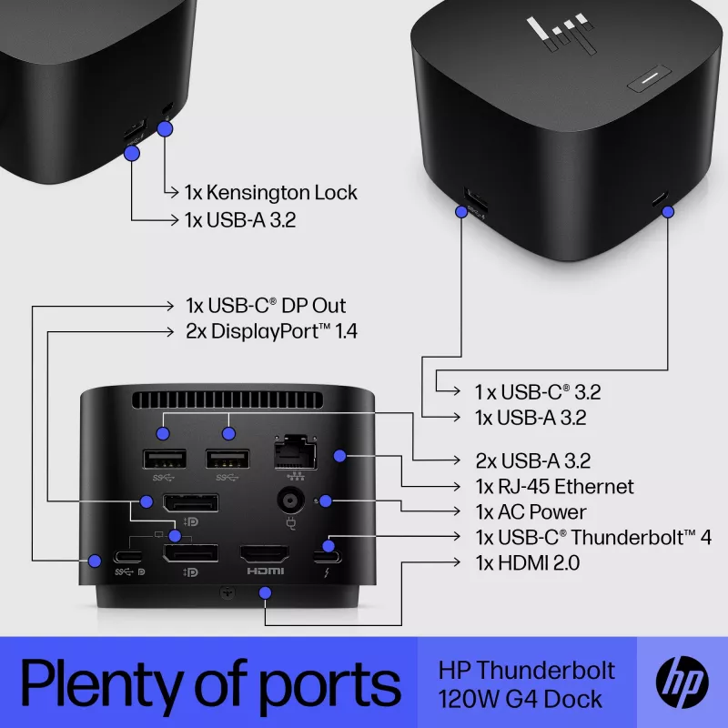 HP Thunderbolt Dock 120W G4 Kabelgebundene Dockingstation Schwarz