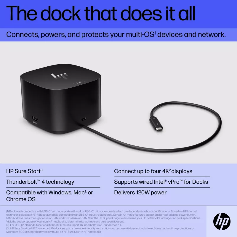 HP Thunderbolt Dock 120W G4 Kabelgebundene Dockingstation Schwarz