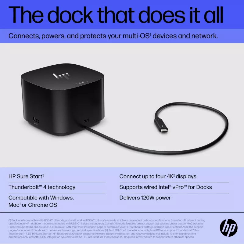 HP Thunderbolt Dock 120W G4 Kabelgebundene Dockingstation Schwarz