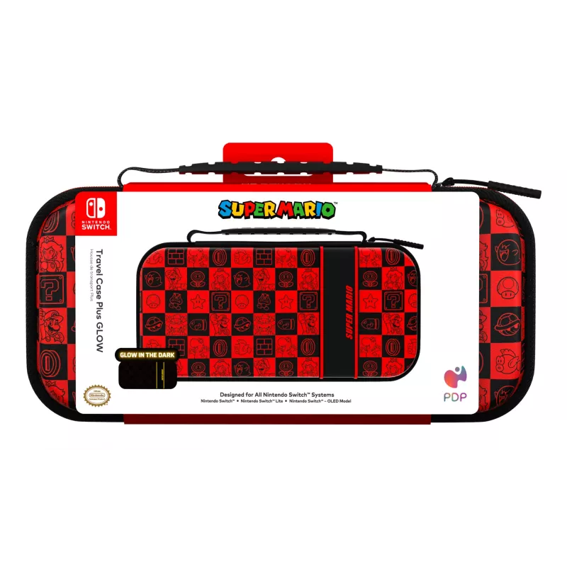 PDP Travel Case Plus GLOW: Super Icon, für Nintendo Switch, Nintendo Switch Lite, Nintendo Switch – OLED-Modell