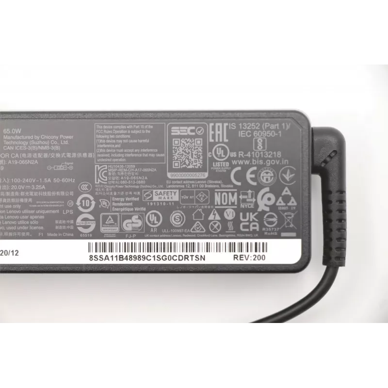 Lenovo 5A10V03250 power adapter/inverter Indoor 65 W Schwarz